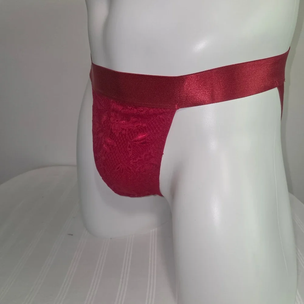 Cosabella Mens Red Floral Lace Jockstrap Underwear Strappy Pouch Lingerie